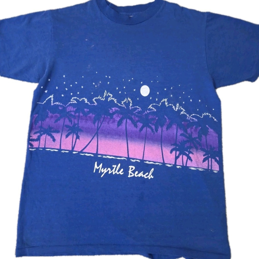VTG 80s Myrtle Beach SC Wrap Around AOP Graphic T Shirt Mens Size M